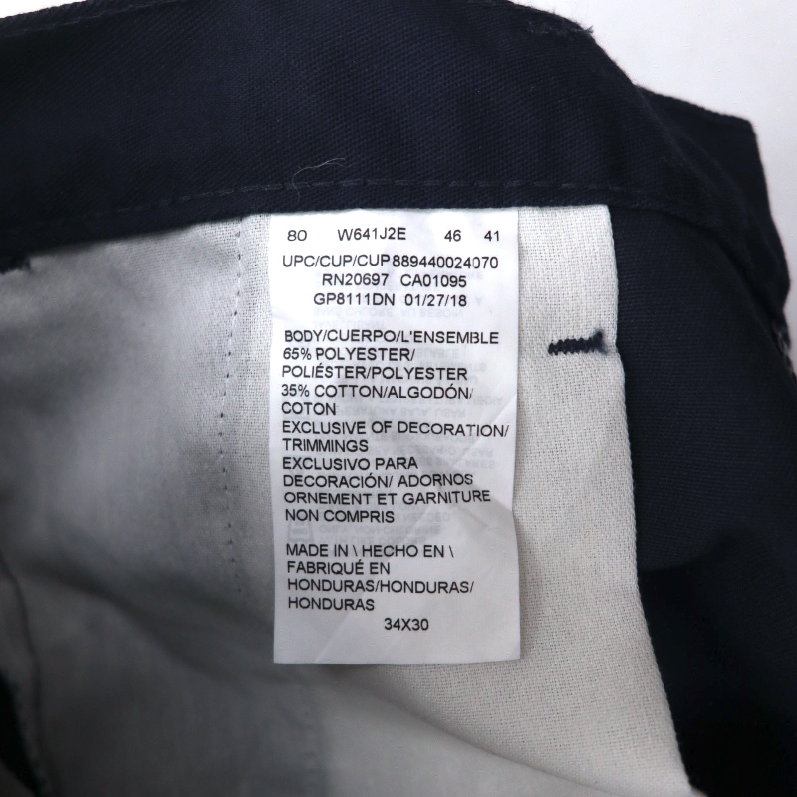 Dickies pantalone chino pantalone da lavoro L blu marino poliestere cotone GP8111