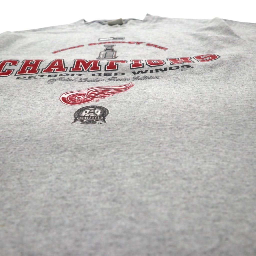 T-shirt Lee SPORT anni '90 NHL stampata taglia L grigia cotone DETROIT RED WINGS