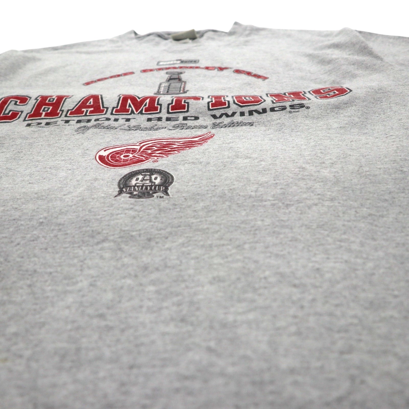 T-shirt Lee SPORT anni '90 NHL stampata taglia L grigia cotone DETROIT RED WINGS