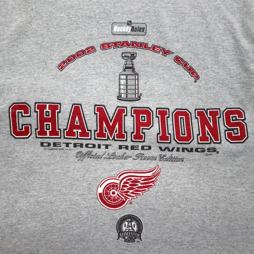 T-shirt Lee SPORT anni '90 NHL stampata taglia L grigia cotone DETROIT RED WINGS