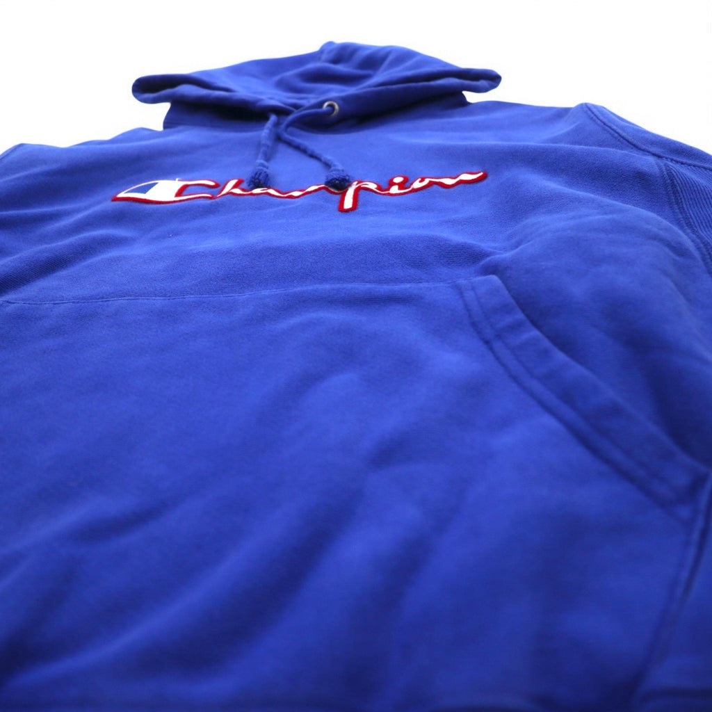 Champion Reverse Weave Felpa con Cappuccio XL Blu Logo Script Etichetta Blu Replica Made in Honduras