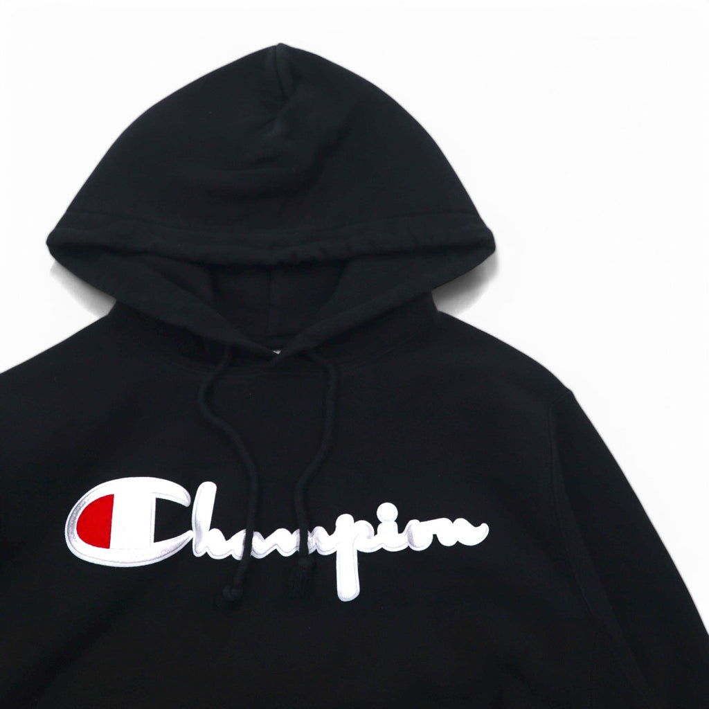 Champion リバースウィーブ REVERSE WEAVE プルオーバーパーカー L ブラック スクリプトロゴ 青単タグ 復刻 ホンジュラス製