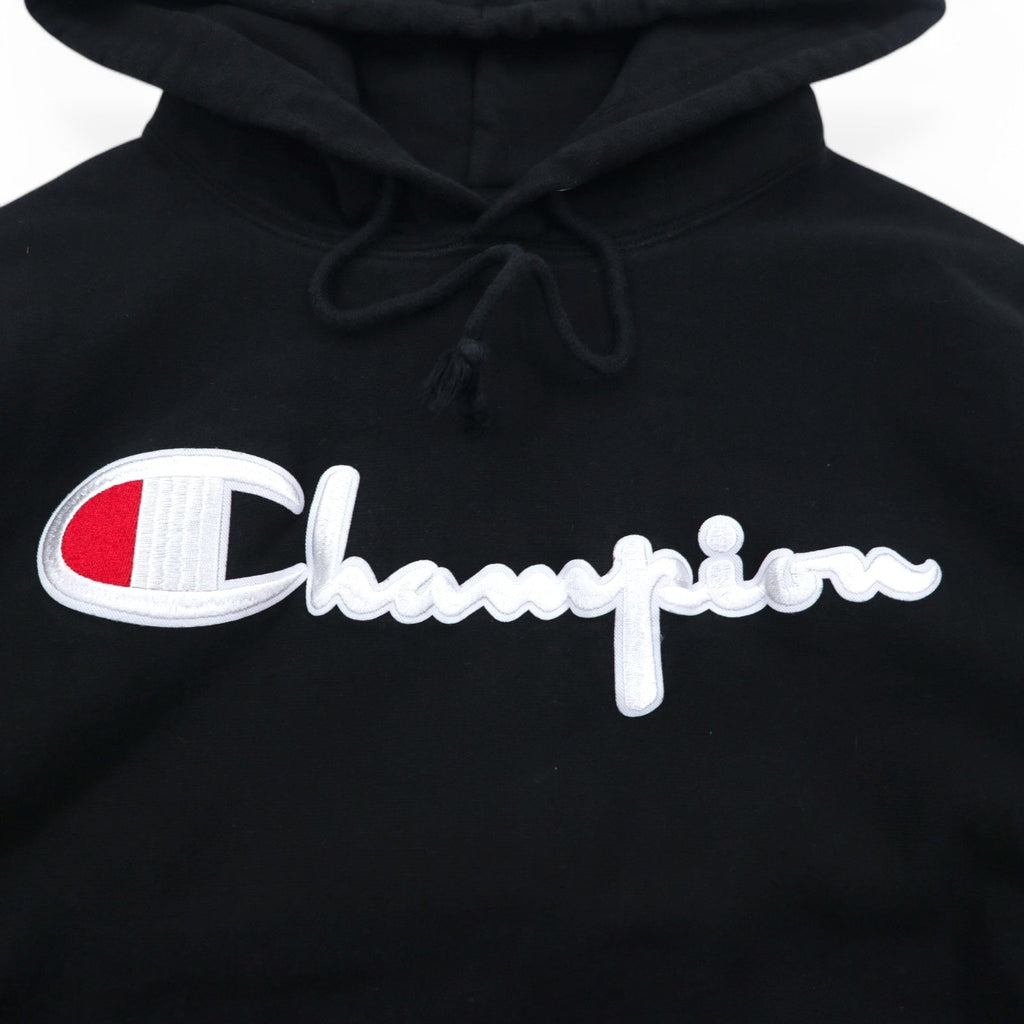 Champion リバースウィーブ REVERSE WEAVE プルオーバーパーカー L ブラック スクリプトロゴ 青単タグ 復刻 ホンジュラス製