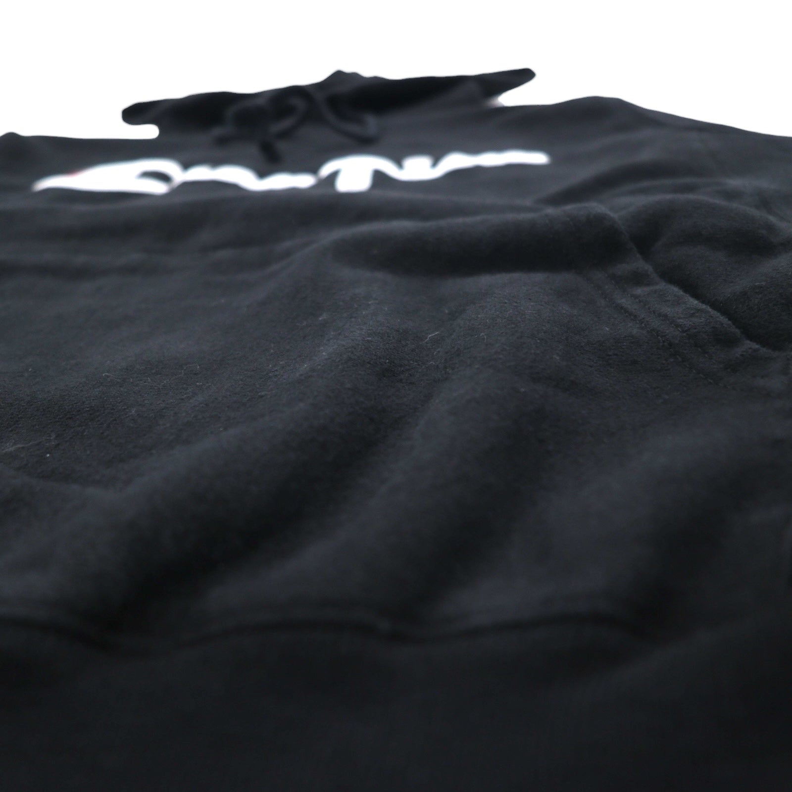 Champion Reverse Weave Felpa con cappuccio pullover L Nera Logo script etichetta blu riedizione fatta in Honduras