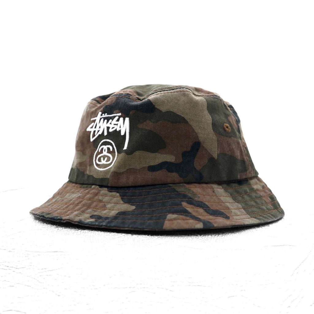 stussy カモフラ バケットハット L/XL カーキ コットン 刺繍 シャネルロゴ
