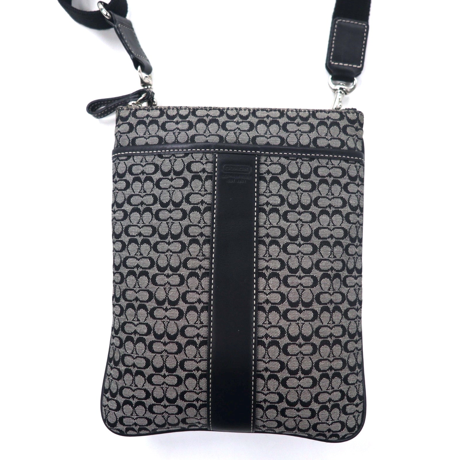 COACH Borsa a tracolla Mini Signature, grigio, tela e pelle