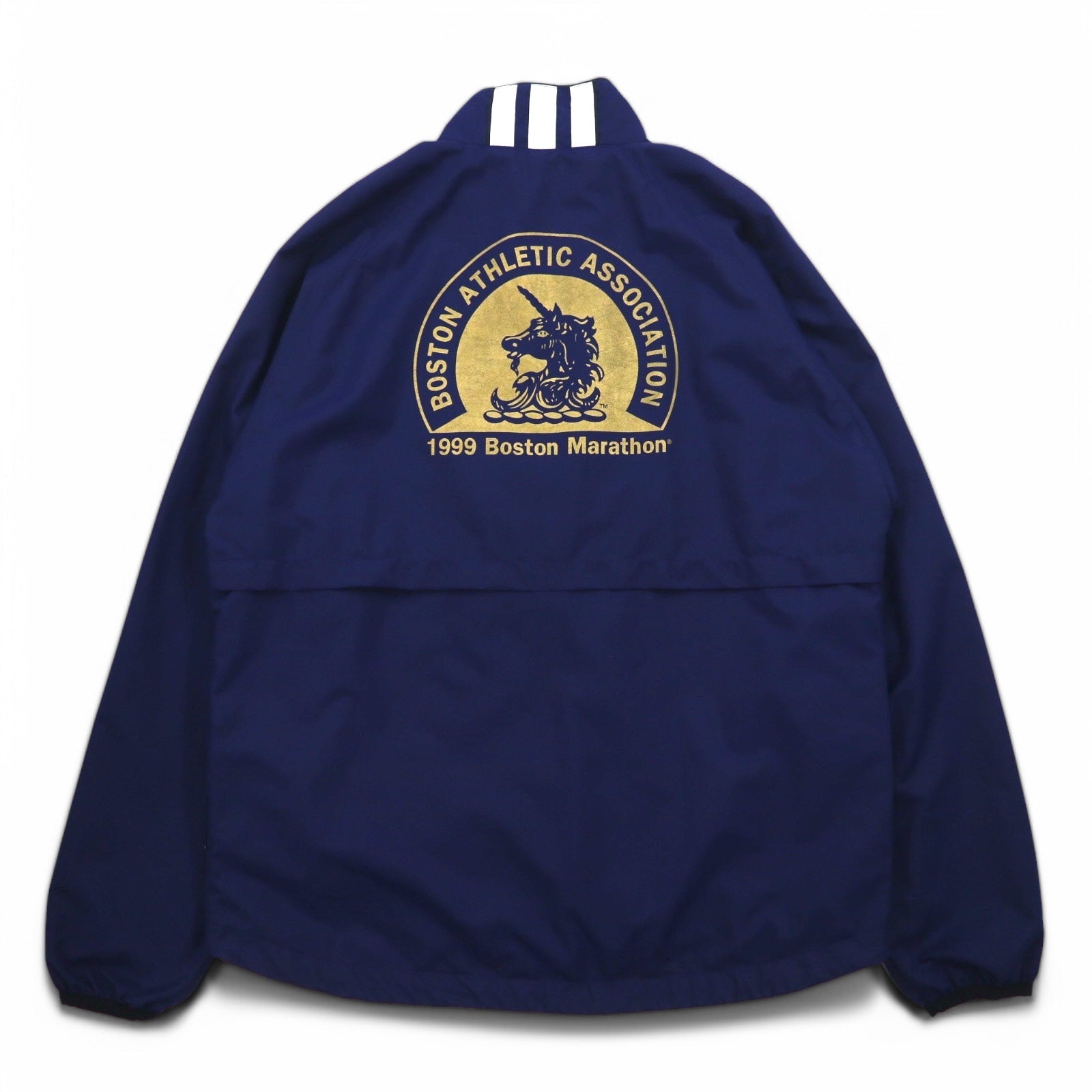 adidas 90年代 万国旗タグ センター 3ストライプ ナイロン トラックジャケット ジャージ  L ネイビー Boston Marathon