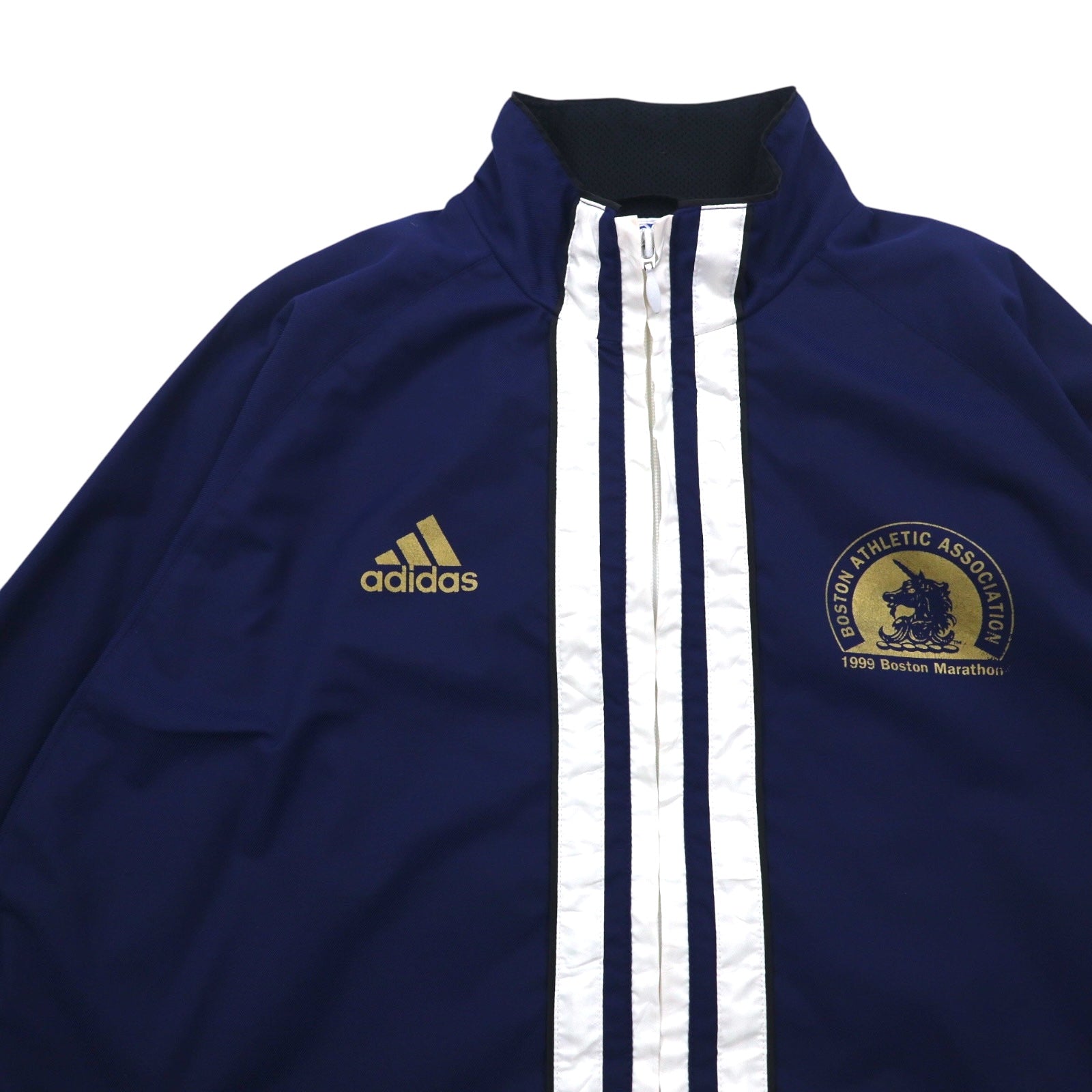 adidas 90年代 万国旗タグ センター 3ストライプ ナイロン トラックジャケット ジャージ  L ネイビー Boston Marathon