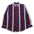 Vintage 90s Stripe Button Down Shirt Shirt CHEROKEE ボタンダウンシャツ L ネイビー ストライプ トルコ製