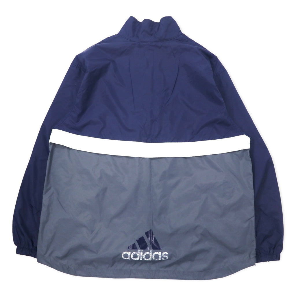 Giacca a vento in nylon Adidas anni '90, mezza zip, taglia XL, blu navy, 3 strisce, etichetta International Collection, oversize
