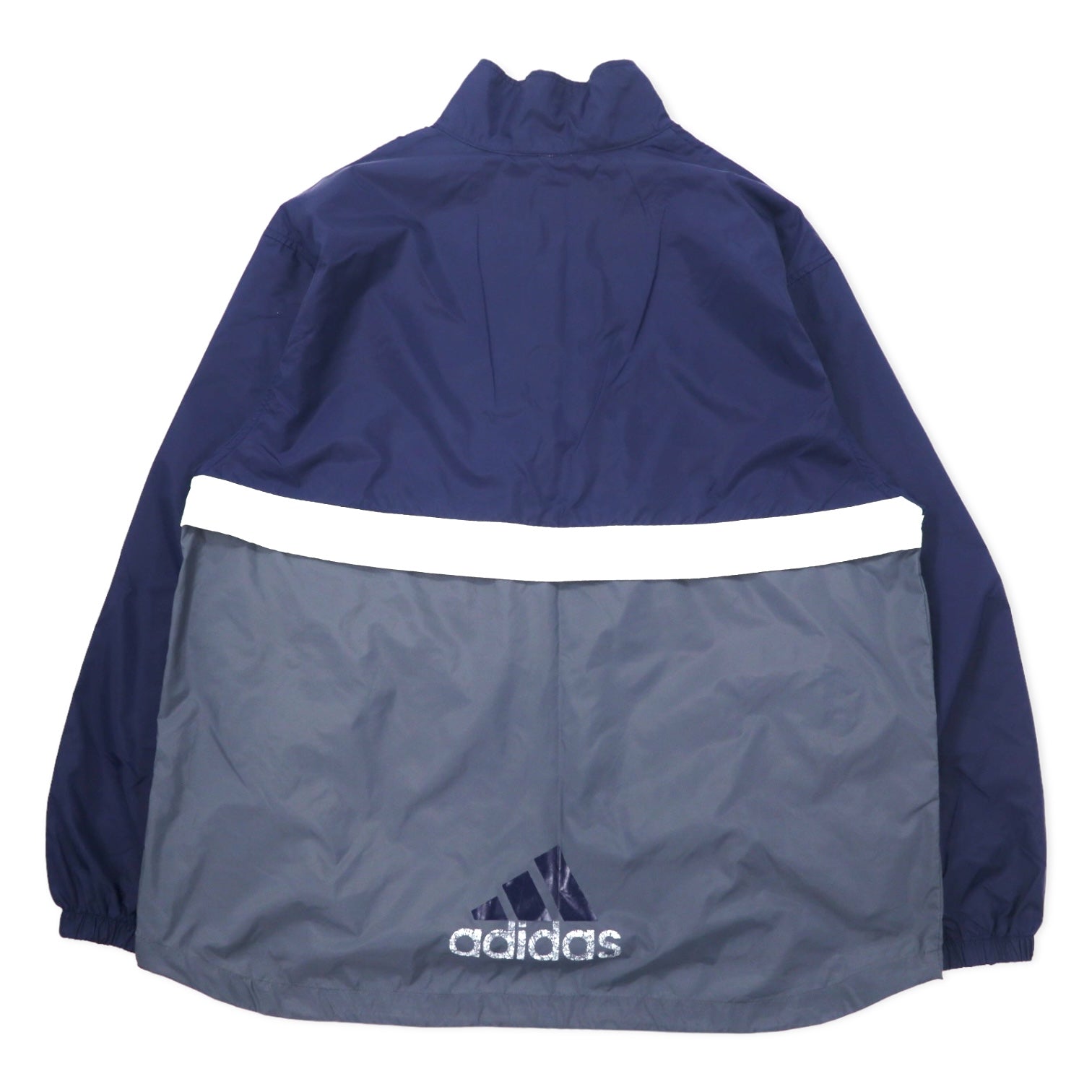Giacca a vento in nylon Adidas anni '90, mezza zip, taglia XL, blu navy, 3 strisce, etichetta International Collection, oversize