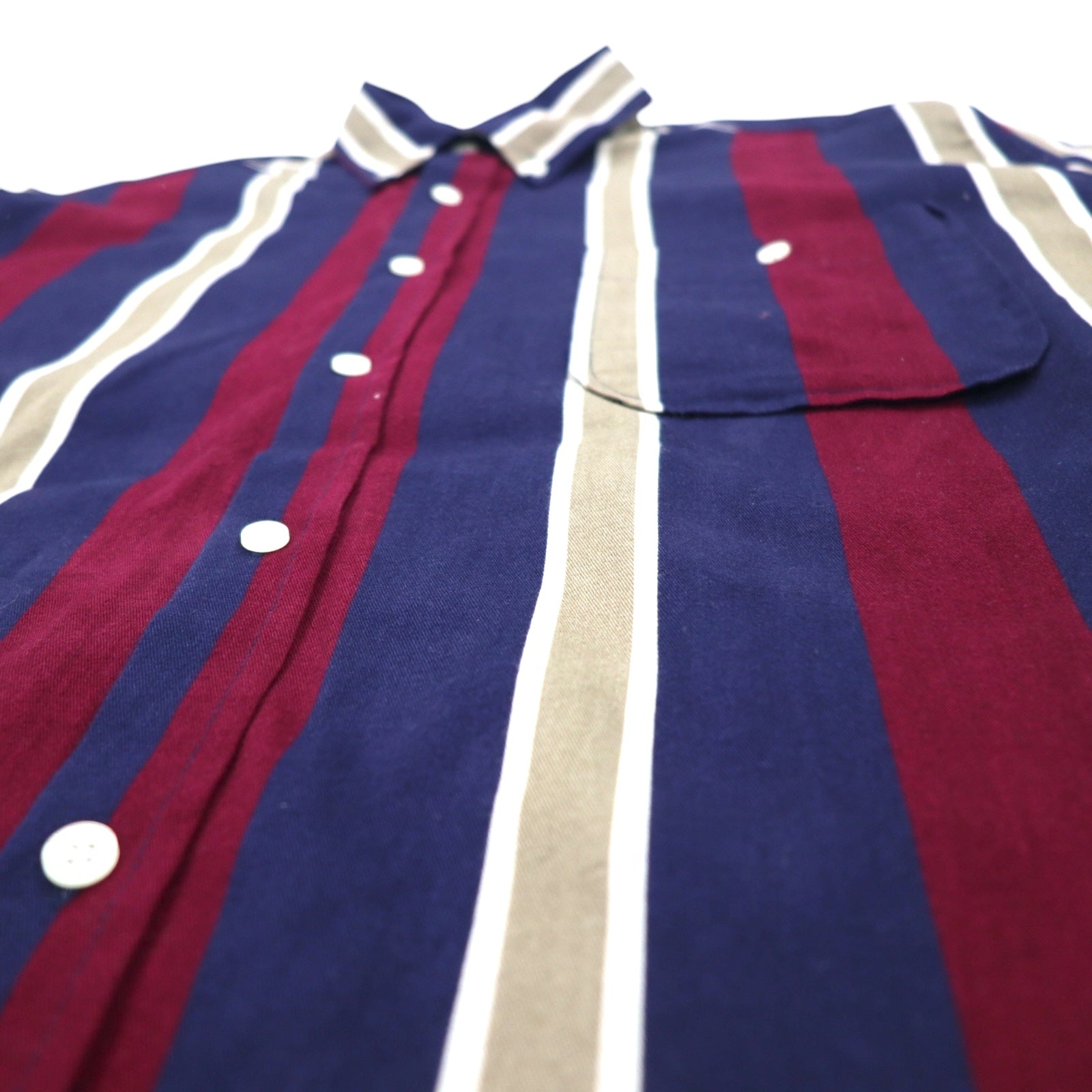 Vintage 90s Stripe Button Down Shirt CHEROKEE Camicia button down L Navy a righe Made in Turchia