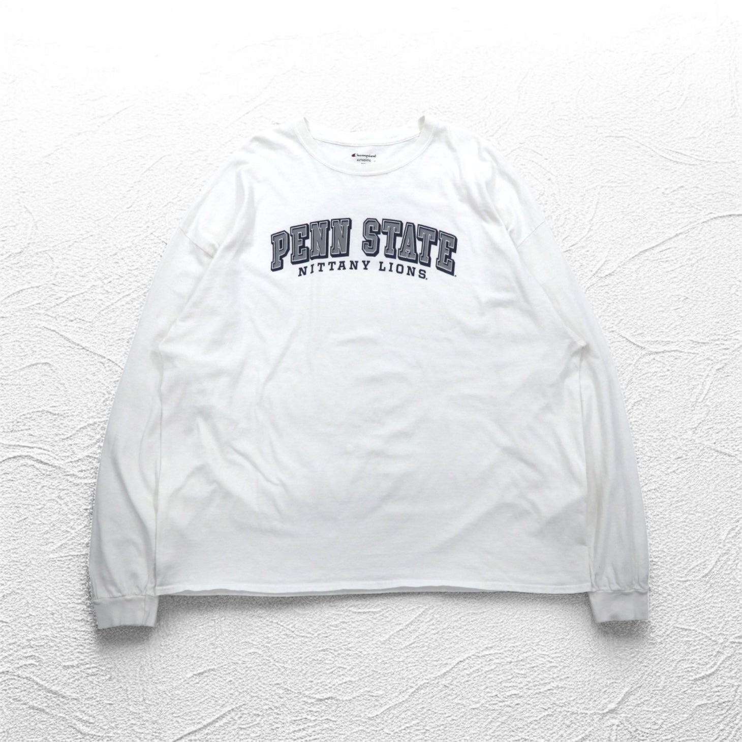 T-shirt a maniche lunghe Champion stampa college, taglia 4XL, colore bianco, PENN STATE, taglia grande, made in Nicaragua