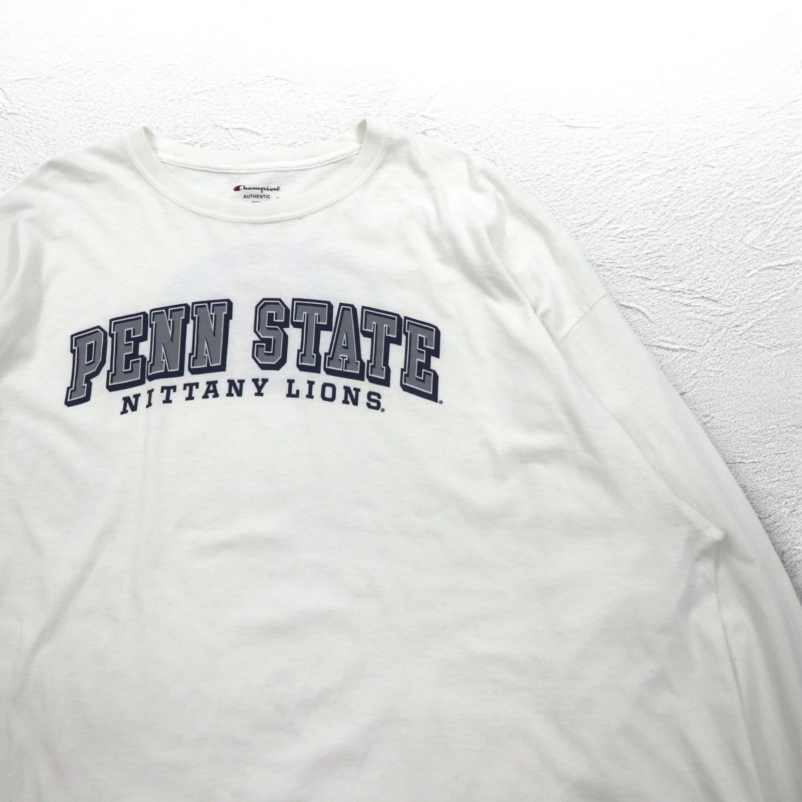 T-shirt a maniche lunghe Champion stampa college, taglia 4XL, colore bianco, PENN STATE, taglia grande, made in Nicaragua