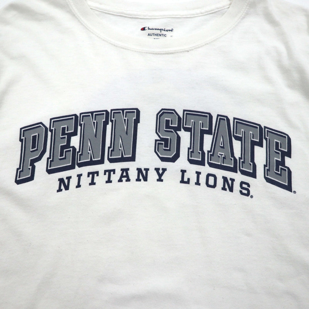 Champion カレッジプリント ロングスリーブ Tシャツ ロンT 4XL ホワイト PENN STATE ビッグサイズ ニカラグア製
