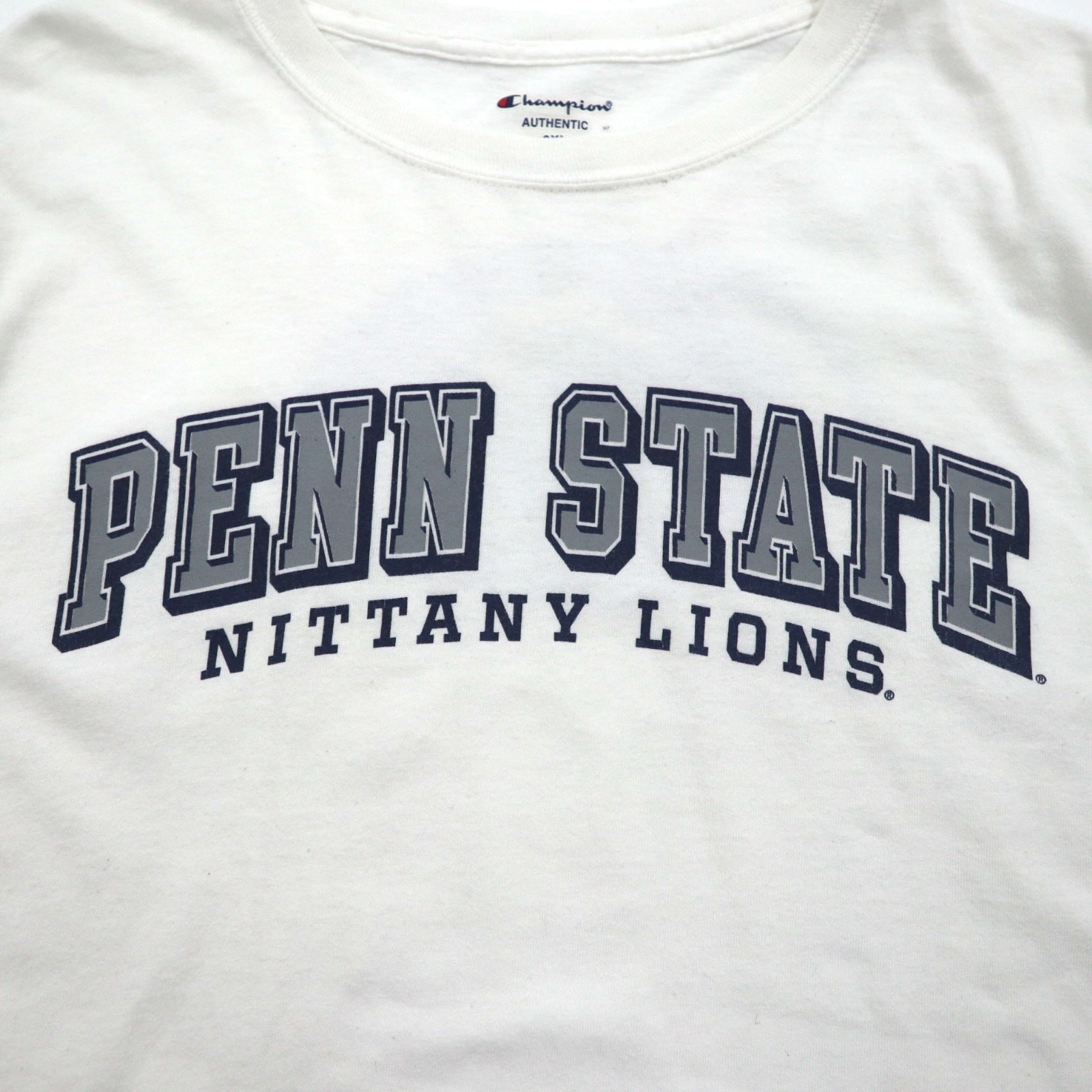 T-shirt a maniche lunghe Champion stampa college, taglia 4XL, colore bianco, PENN STATE, taglia grande, made in Nicaragua