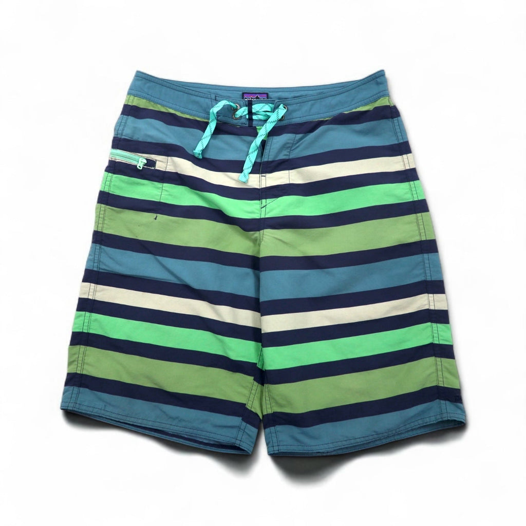 patagonia Wavefarer Boardshorts Pantaloncini S Blu Navy Verde a righe Nylon 67817