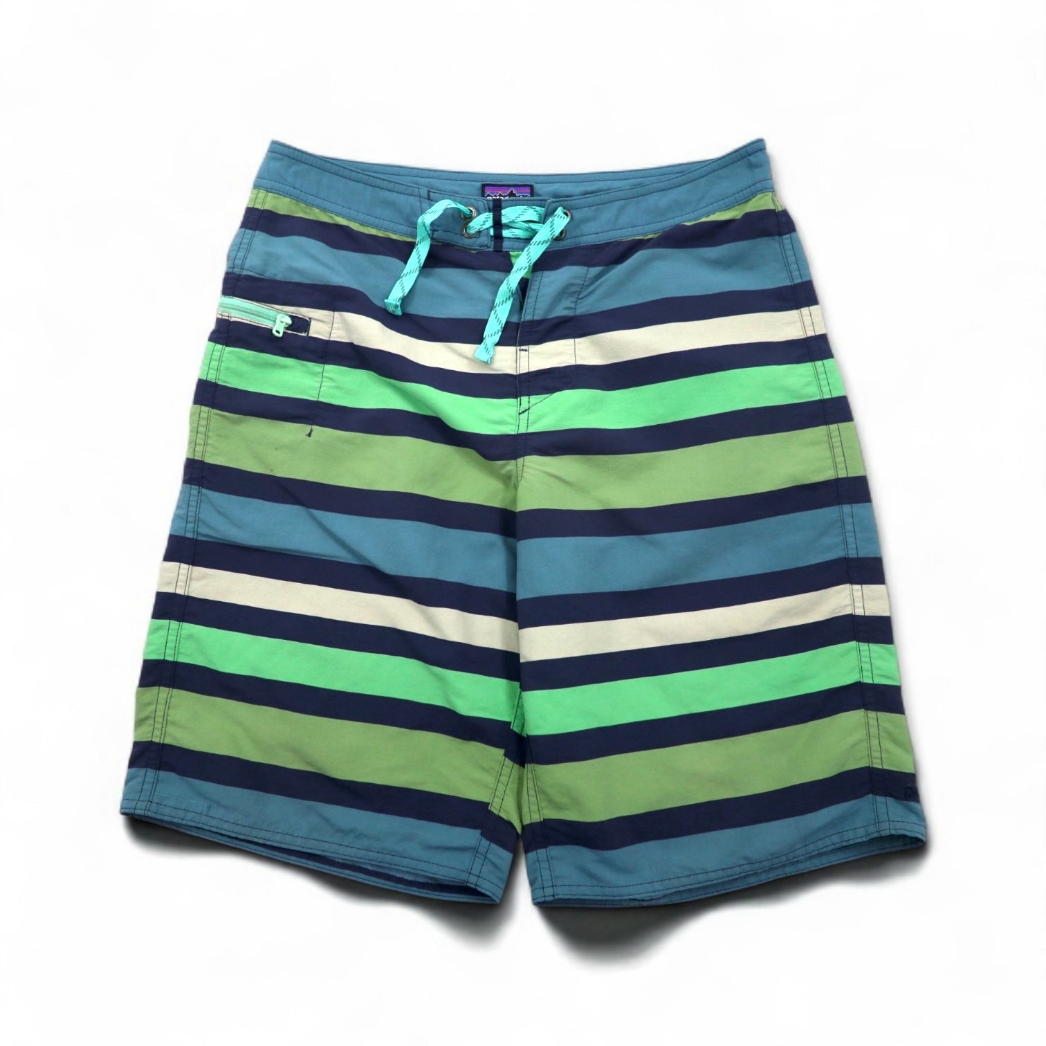 patagonia Wavefarer Boardshorts Pantaloncini S Blu Navy Verde a righe Nylon 67817