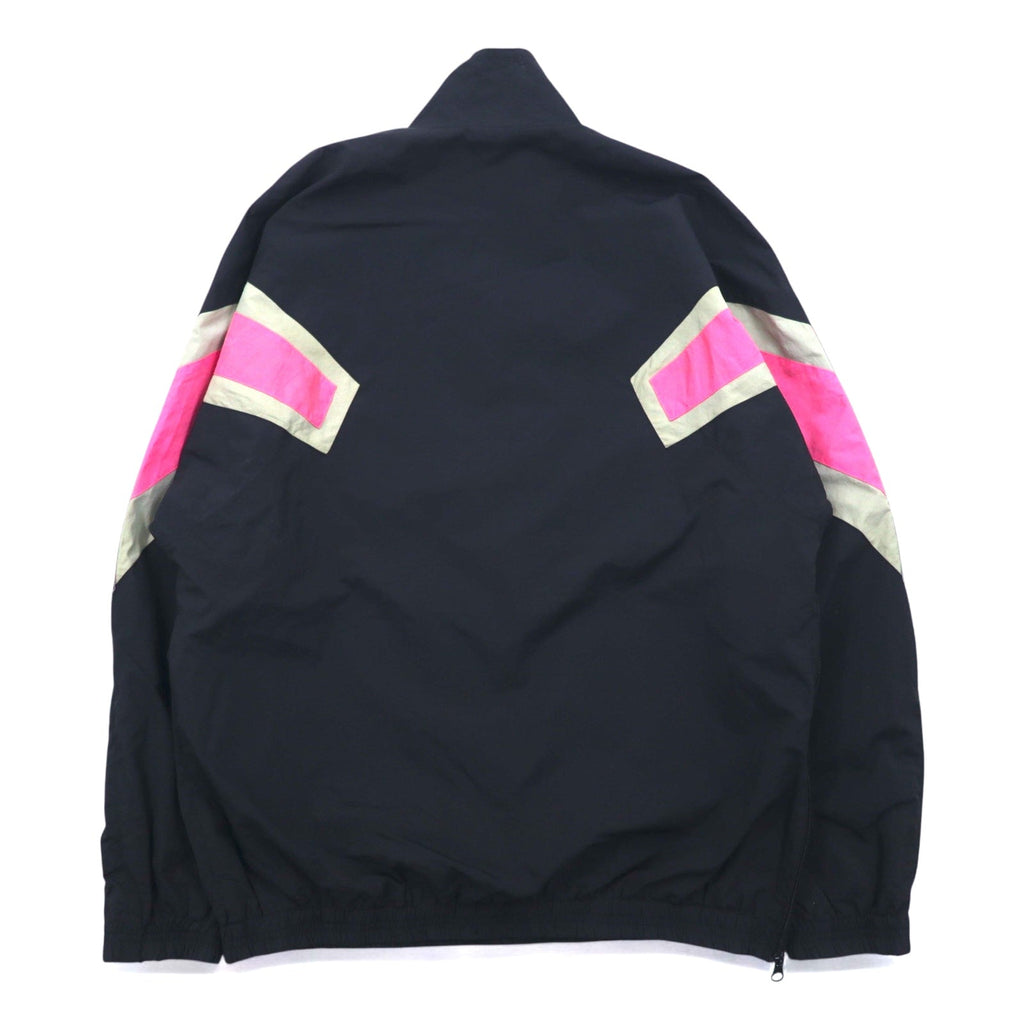 Giacca diadora anni '90 in nylon, mezza zip, giacca da pista, tuta, taglia L, nera, nastro con logo, ricamo logo singolo