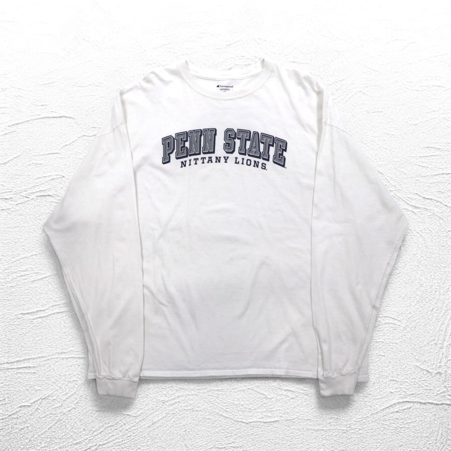 T-shirt a maniche lunghe Champion stampa college, taglia 4XL, colore bianco, PENN STATE, taglia grande, made in Nicaragua