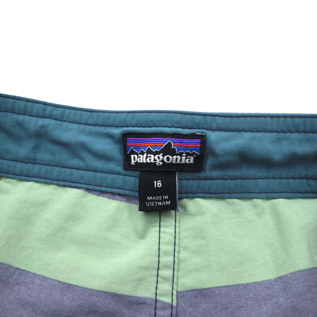 patagonia Wavefarer Boardshorts Pantaloncini S Blu Navy Verde a righe Nylon 67817