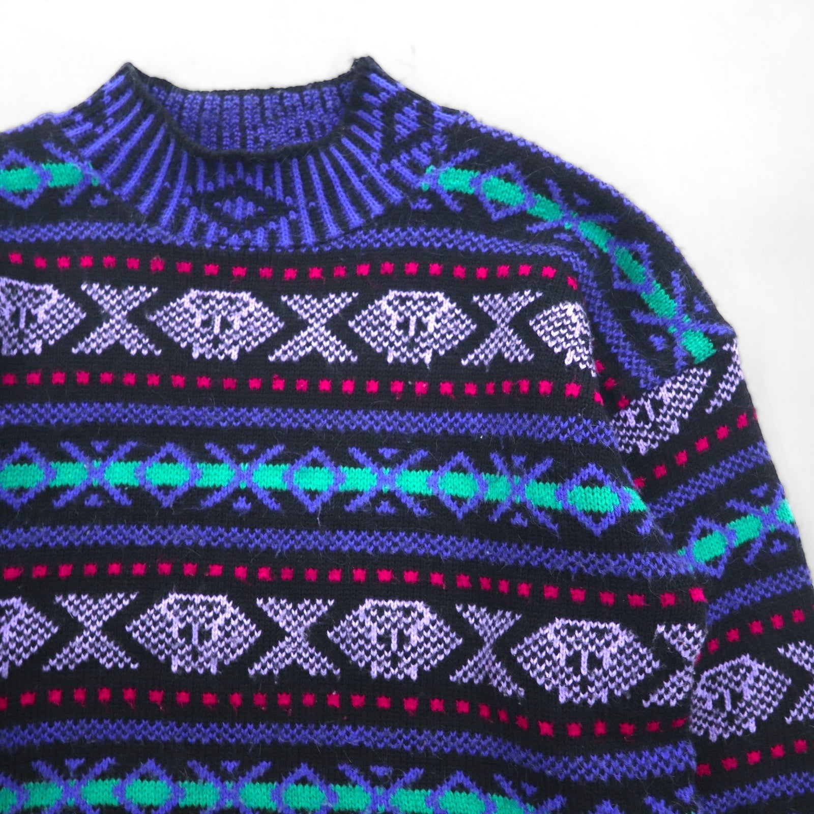 90s Vintage Wool Knit Sweater 総柄 ニット セーター M ウール Across Australia by KNIT WAVES 90年代 オーストラリア製