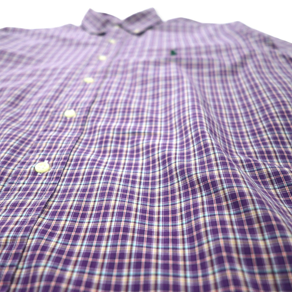 RALPH LAUREN ボタンダウンシャツ L パープル チェック コットン CUSTOM FIT スモールポニー刺繍