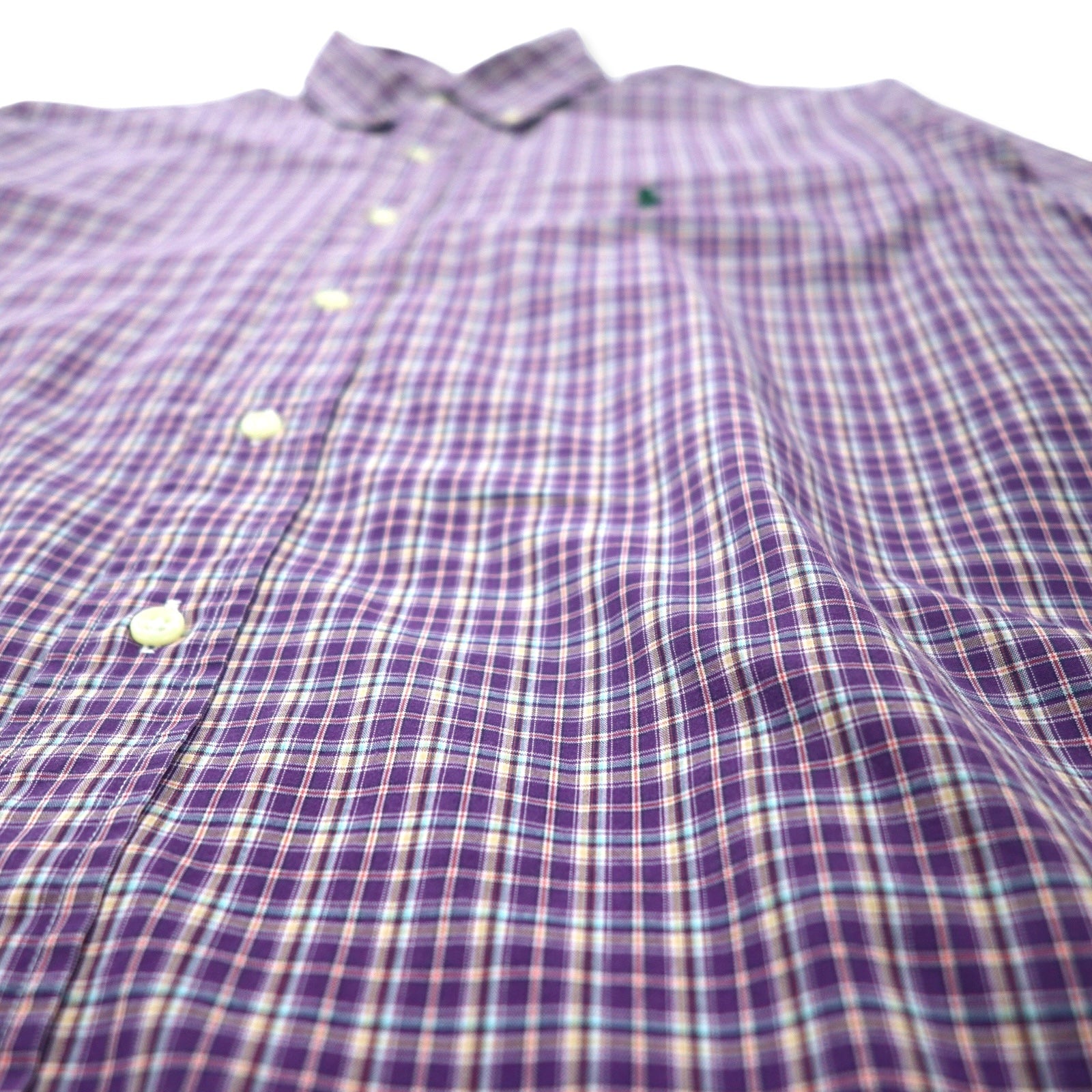 RALPH LAUREN Camicia Button-Down L Viola a Quadri Cotone CUSTOM FIT con Ricamo Polo Pony Piccolo
