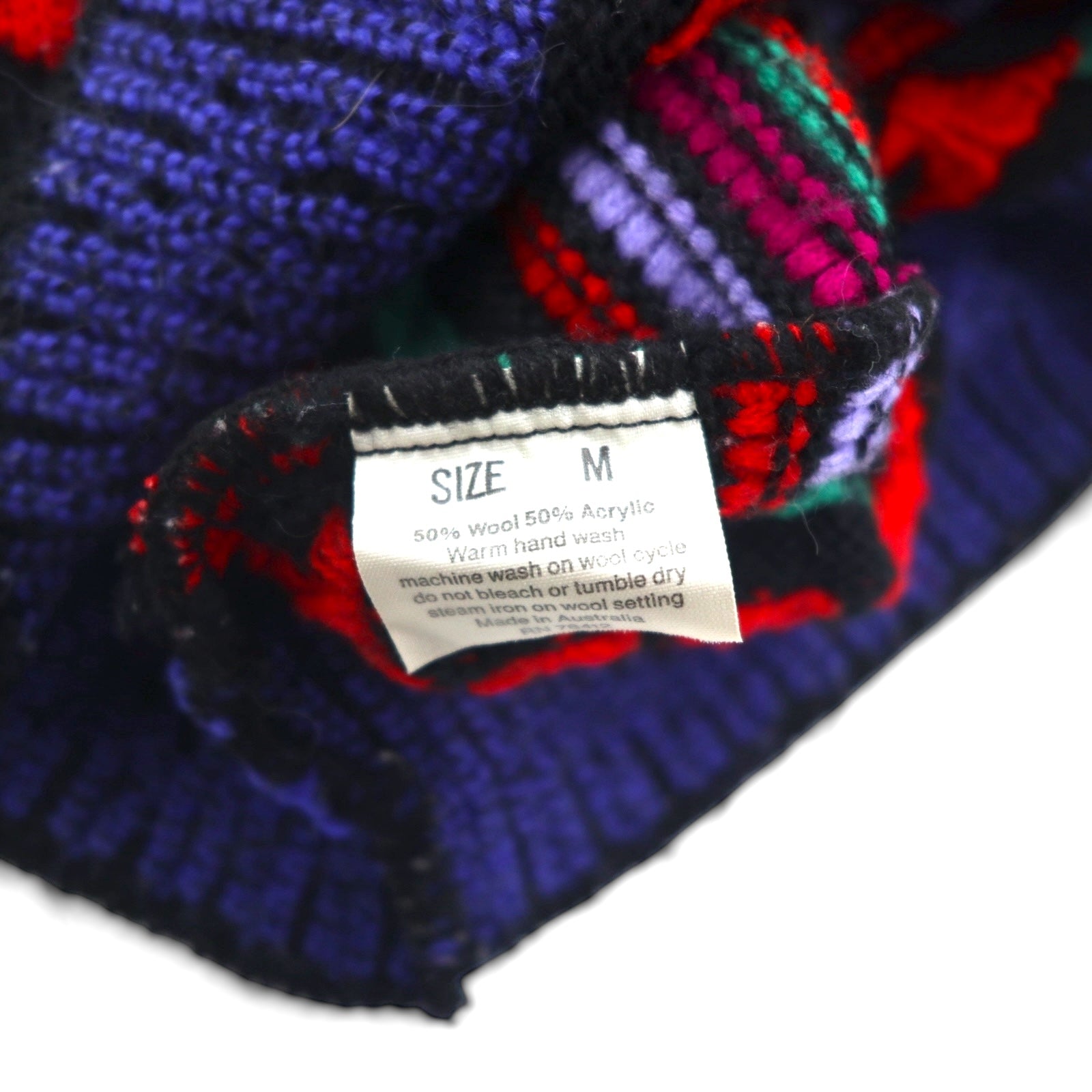 90s Vintage Wool Knit Sweater 総柄 ニット セーター M ウール Across Australia by KNIT WAVES 90年代 オーストラリア製