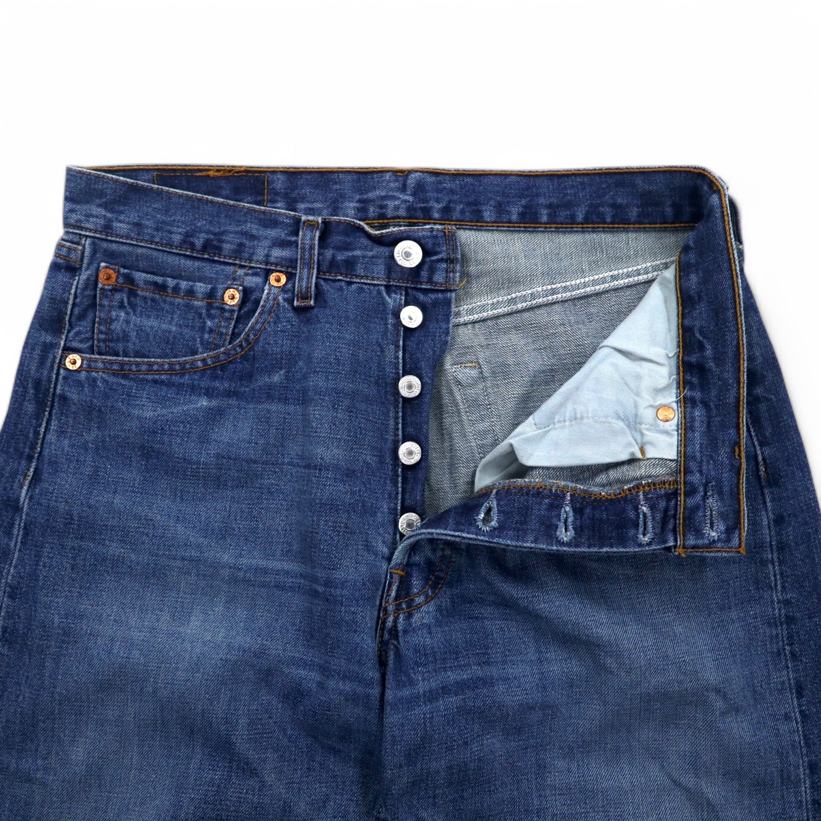 Levi's anni 2000, 501 made in Spagna, Euro Levi's, jeans, taglia M, indaco blu, chiusura con bottoni, 00501-0175