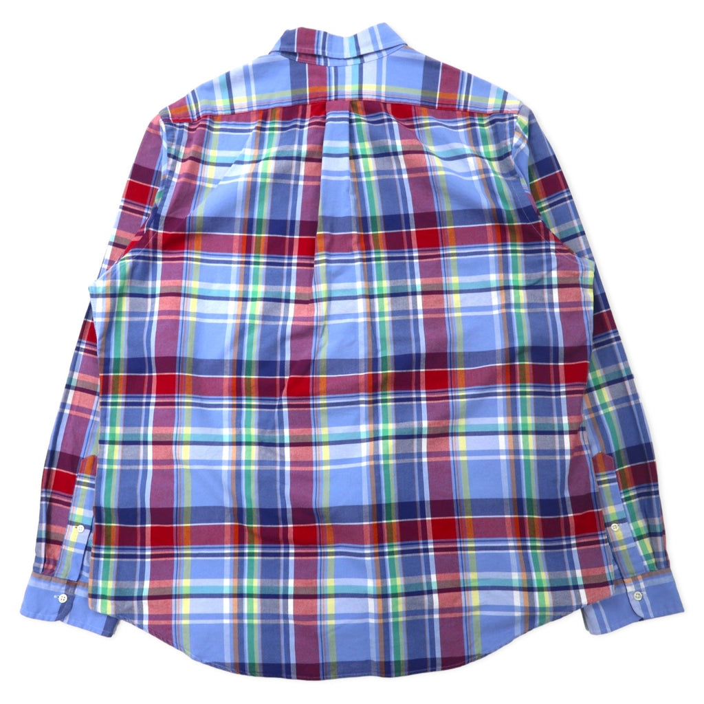 Camicia Button-down RALPH LAUREN XXL a quadri blu in cotone con ricamo piccolo pony