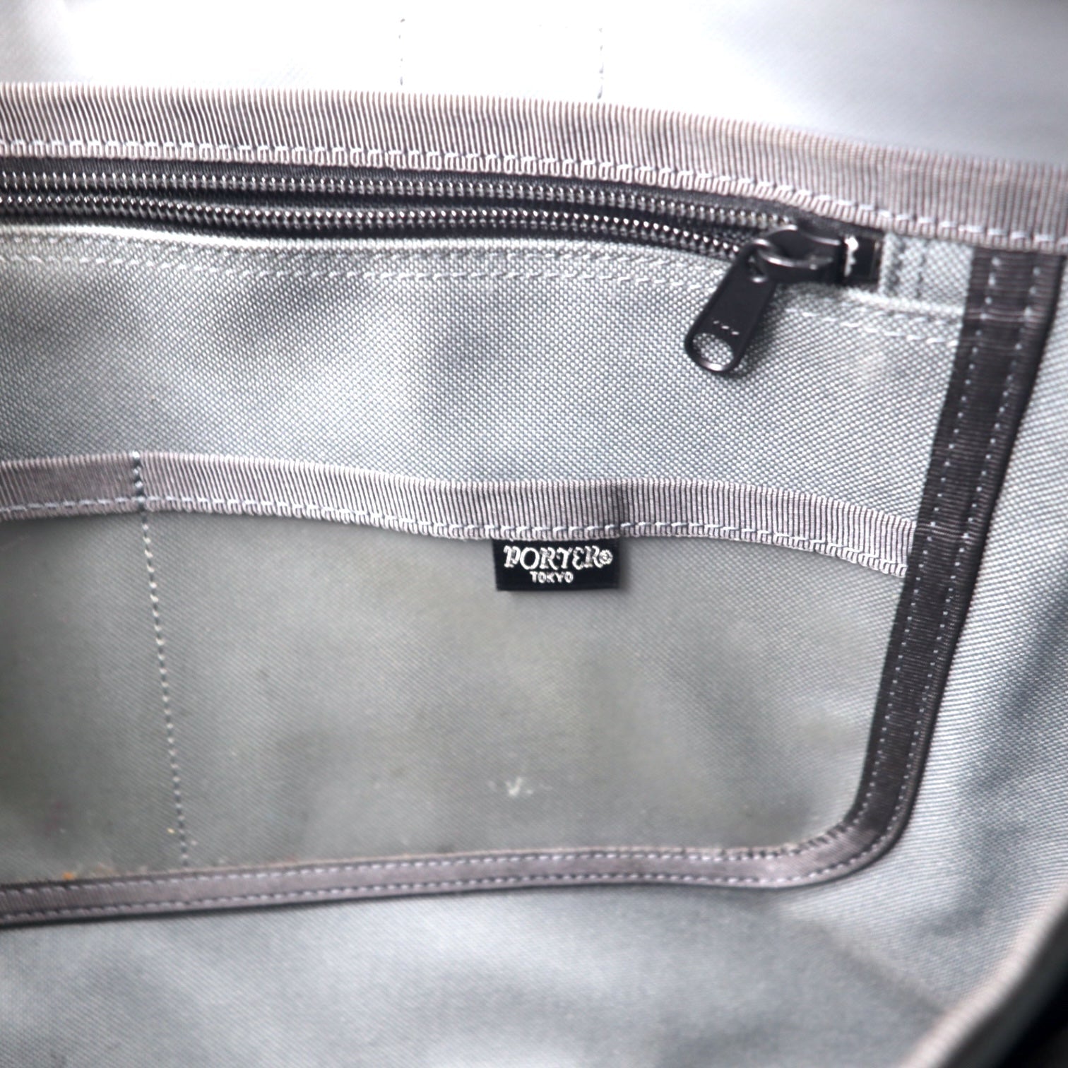 PORTER Clip Borsa a Tracolla Business Grigia in Poliestere, Espandibile, Made in Japan
