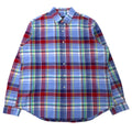 Camicia Button-down RALPH LAUREN XXL a quadri blu in cotone con ricamo piccolo pony