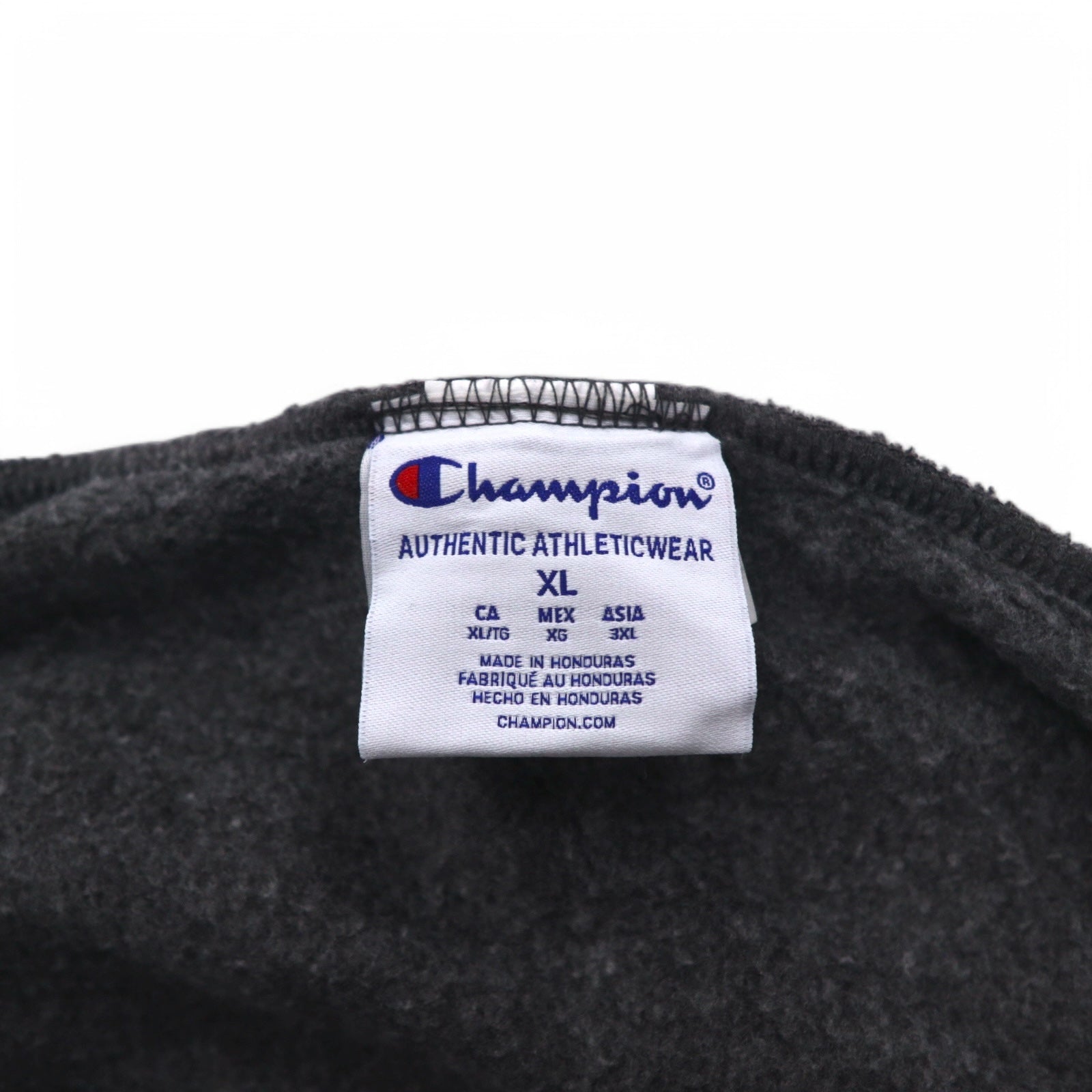 Champion felpa con cappuccio full zip 3XL grigio, felpata all'interno, taglia oversize, UNIVERSITY OF GEORGIA, made in Honduras