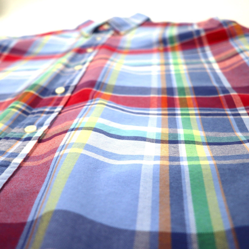 Camicia Button-down RALPH LAUREN XXL a quadri blu in cotone con ricamo piccolo pony