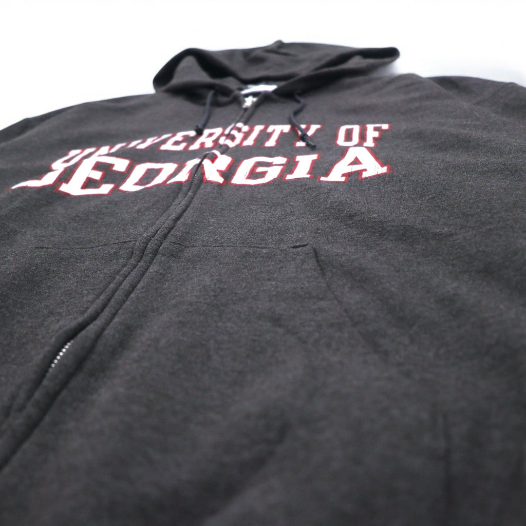 Champion felpa con cappuccio full zip 3XL grigio, felpata all'interno, taglia oversize, UNIVERSITY OF GEORGIA, made in Honduras