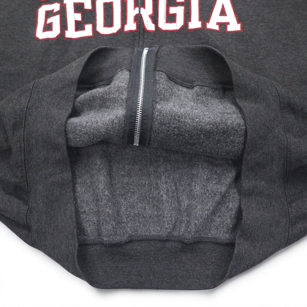 Champion felpa con cappuccio full zip 3XL grigio, felpata all'interno, taglia oversize, UNIVERSITY OF GEORGIA, made in Honduras