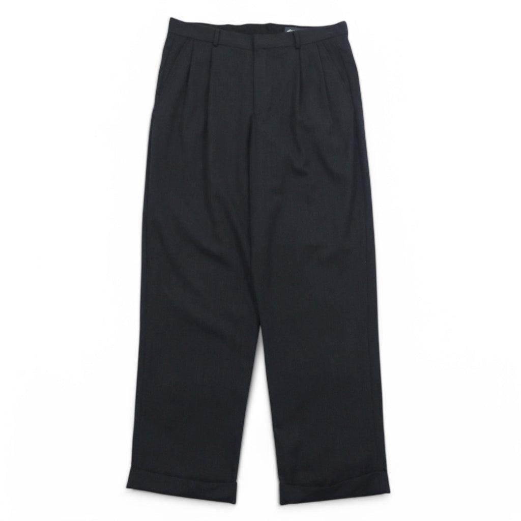 Eddie Bauer Pantaloni ampi con pinces L grigi in lana con risvolto