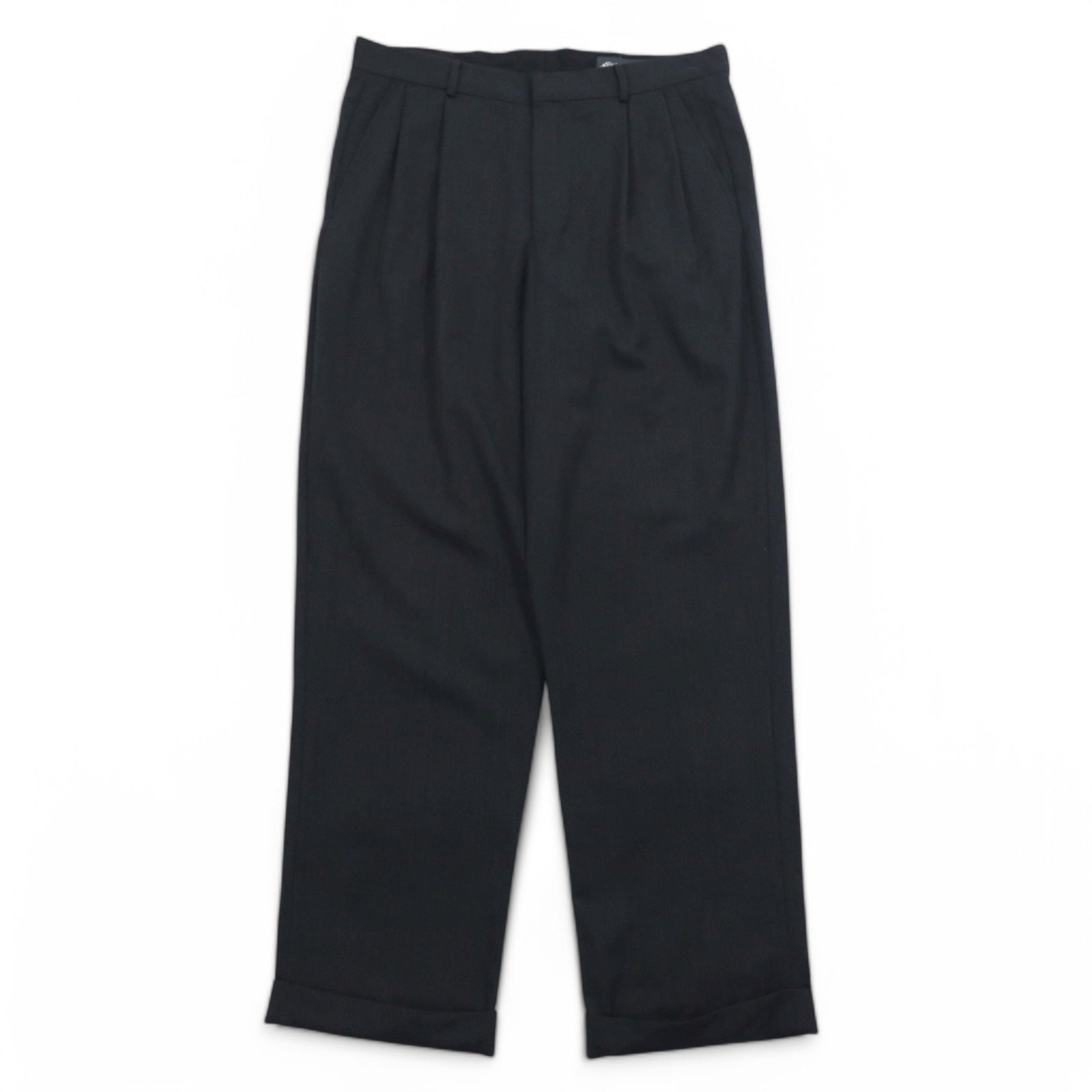 Eddie Bauer Pantaloni ampi con pinces L grigi in lana con risvolto