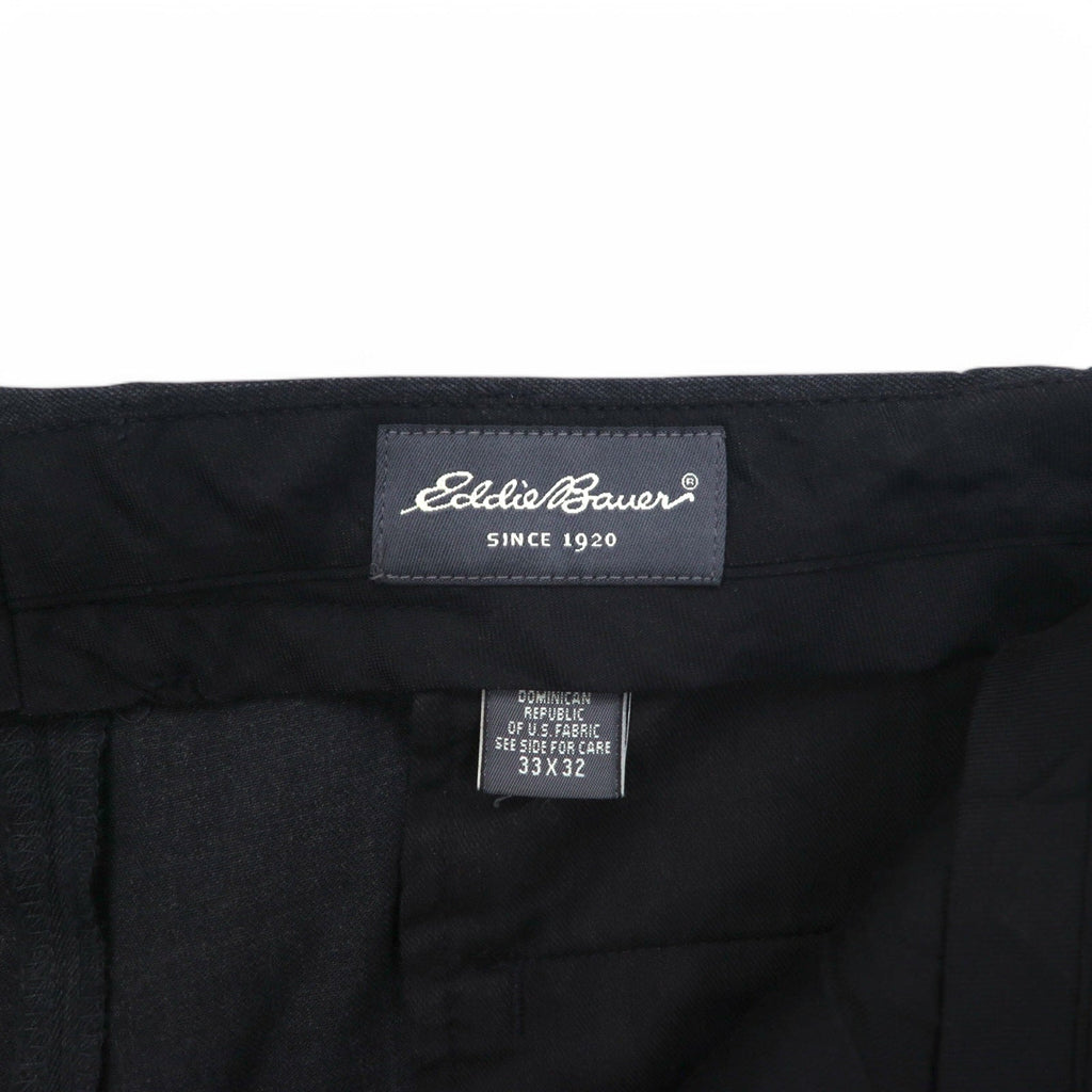 Eddie Bauer Pantaloni ampi con pinces L grigi in lana con risvolto