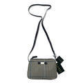 LAUREN RALPH LAUREN Borsa a tracolla Gun Club Check, pochette, bianca, in tela di nylon e pelle, con placca logo, articolo nuovo