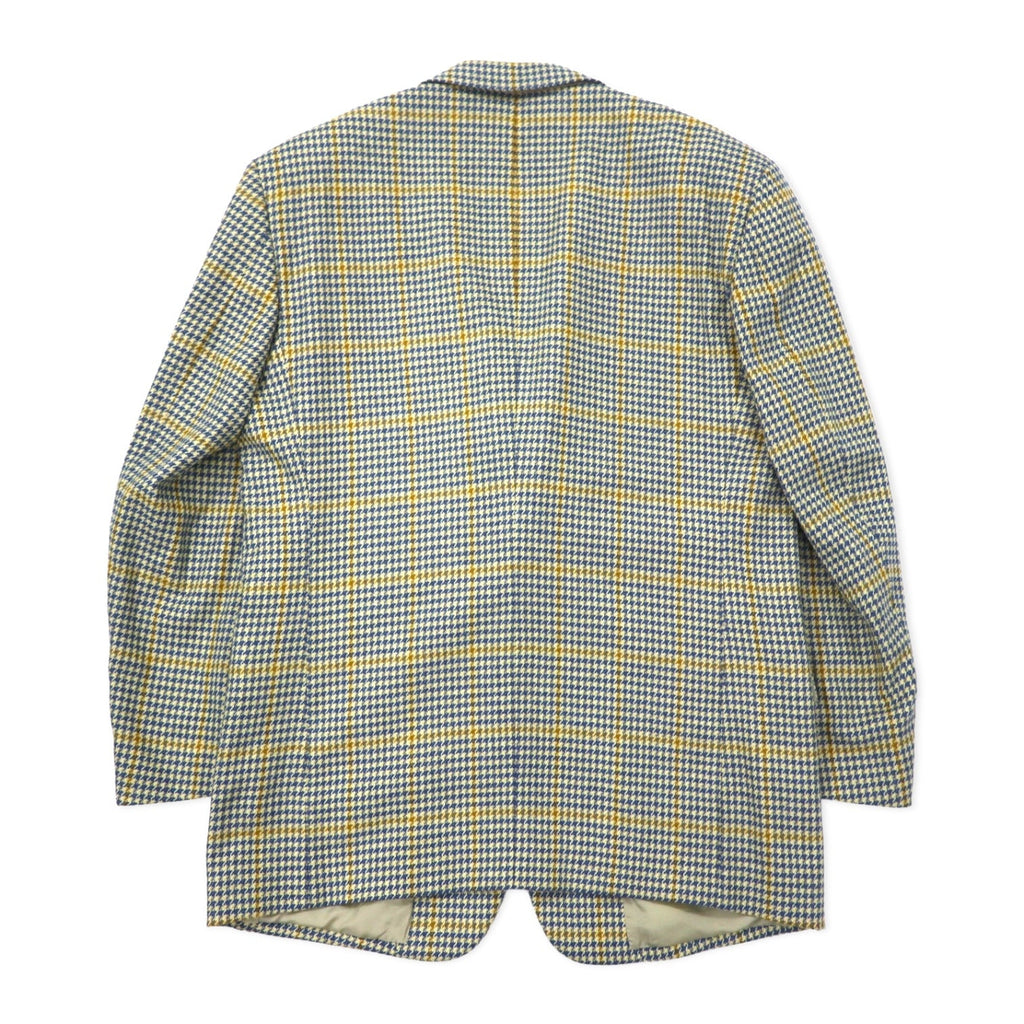 Christian Dior MONSIEUR Old 2 bottoni Blazer L Giallo Blu Principe di Galles Misto Lana Cashmere Fabbricato in Giappone