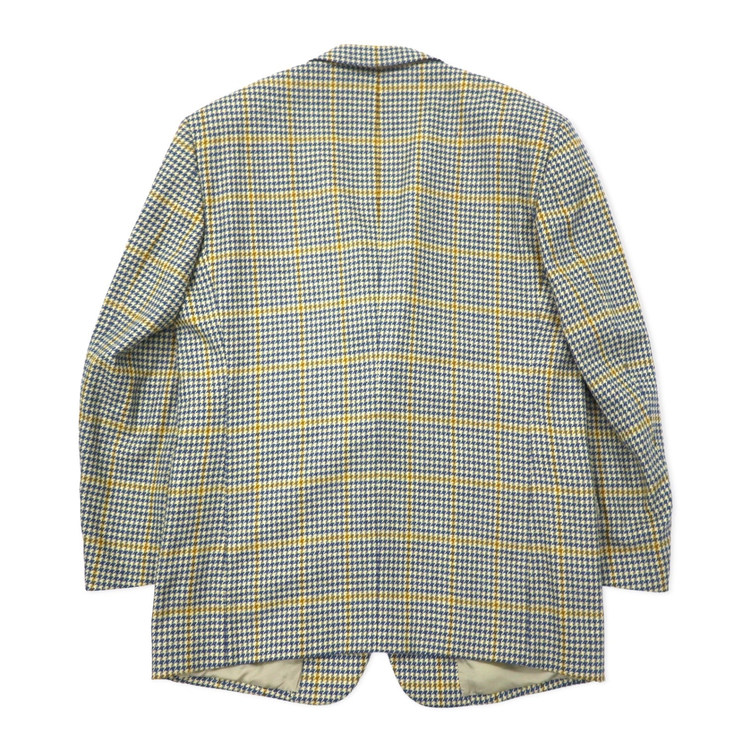 Christian Dior MONSIEUR Old 2 bottoni Blazer L Giallo Blu Principe di Galles Misto Lana Cashmere Fabbricato in Giappone