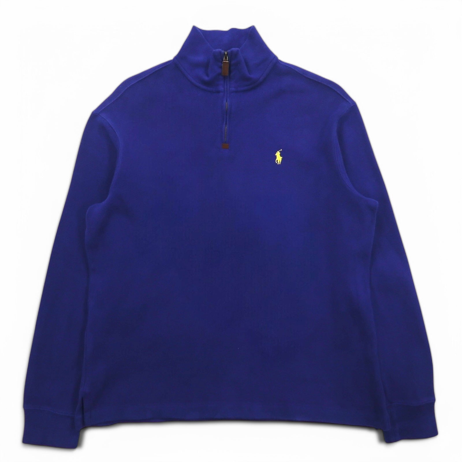 POLO RALPH LAUREN felpa con mezza zip M blu cotone piccolo ricamo pony