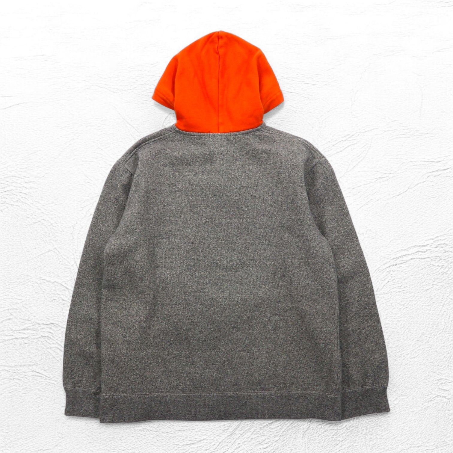 Polo by Ralph Lauren Felpa con cappuccio a mezza abbottonatura bicolore anni '90, taglia M, grigio-arancio, interno felpato, ricamo piccolo pony