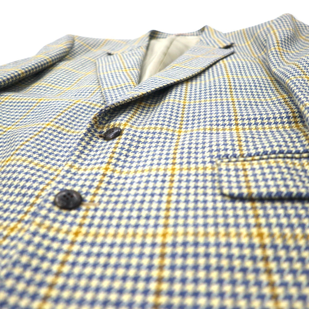 Christian Dior MONSIEUR Old 2 bottoni Blazer L Giallo Blu Principe di Galles Misto Lana Cashmere Fabbricato in Giappone