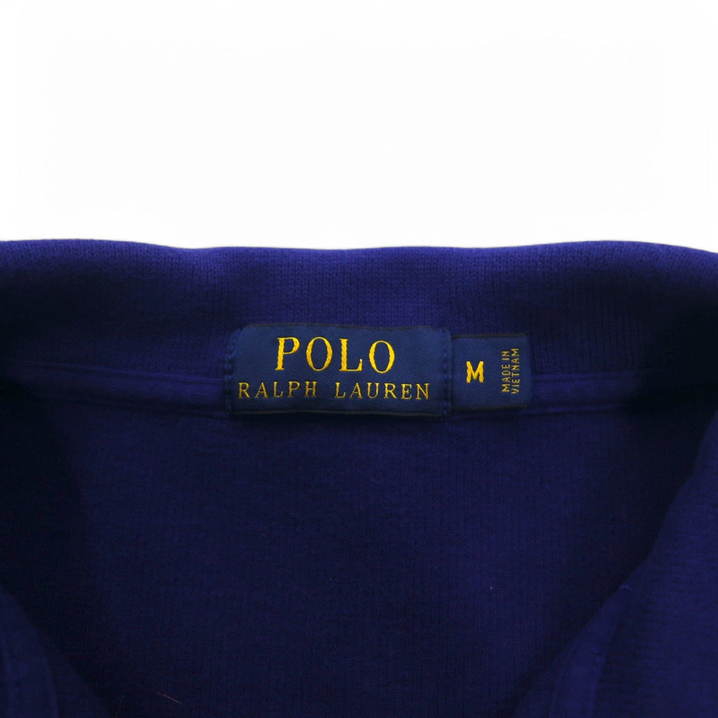 POLO RALPH LAUREN felpa con mezza zip M blu cotone piccolo ricamo pony
