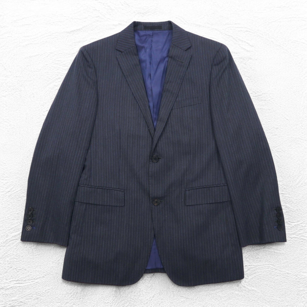 BURBERRY BLACK LABEL 2B テーラードジャケット スーツ S グレー ストライプ ウール 羊毛 D1H31-608-07