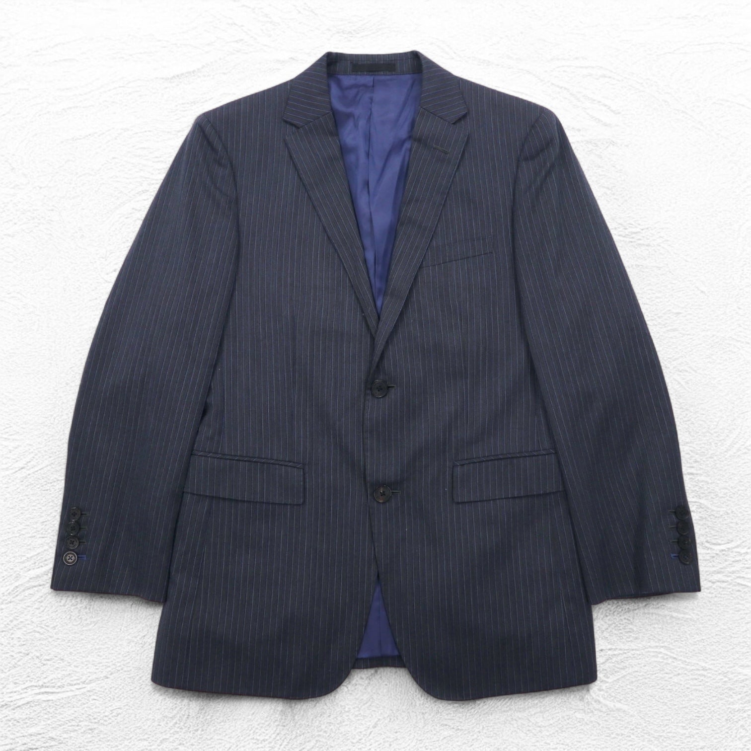 BURBERRY BLACK LABEL 2B テーラードジャケット スーツ S グレー ストライプ ウール 羊毛 D1H31-608-07