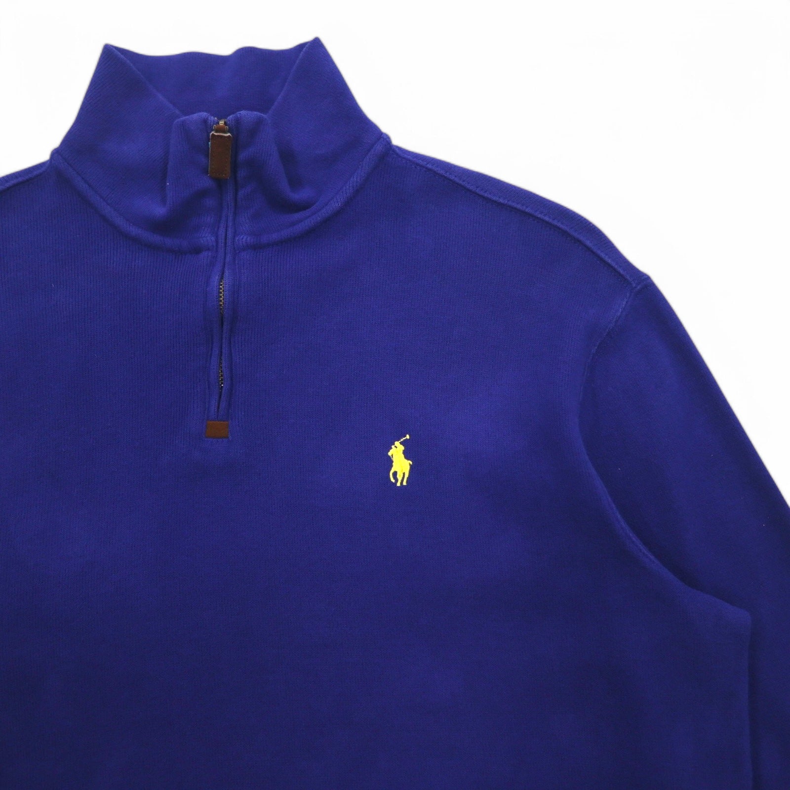 POLO RALPH LAUREN felpa con mezza zip M blu cotone piccolo ricamo pony